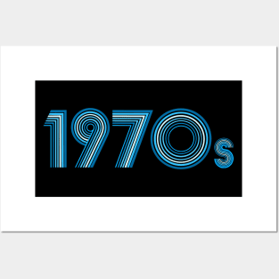 1970s Retro Blue Disco Font Posters and Art